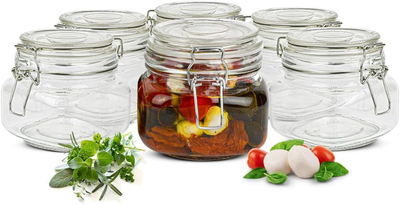 6 Barattoli Professionali Vetro 500 ml - Chiusura Ermetica per Chef