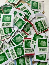 100 2nd CLASS STAMPS UNFRANKED Standard Letter Barcoded Green ON Backing