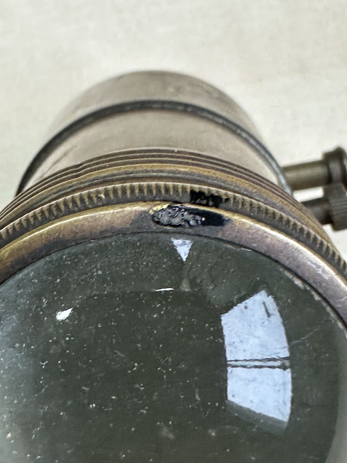 Antique Brass Industrial Inspection Magnifier Lamp – Bullseye Lens c1900