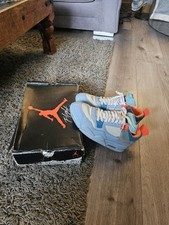 Air Jordan 4 Retro  blue & orange Nike trainers  sz 9 mens lots of photos boxed