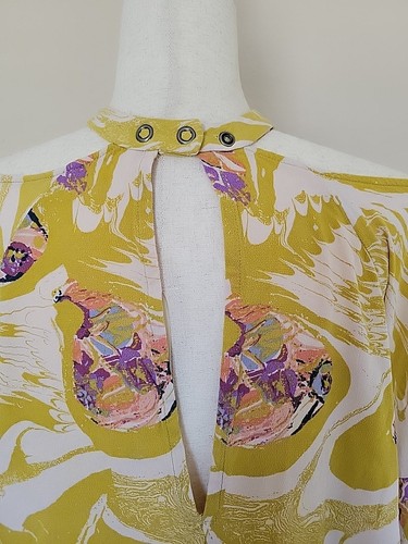 Free People Drift Away Tunic Top Womens Sz S Yellow Cold Shoulder Ballon Sleeve - 第 5/11 張圖片