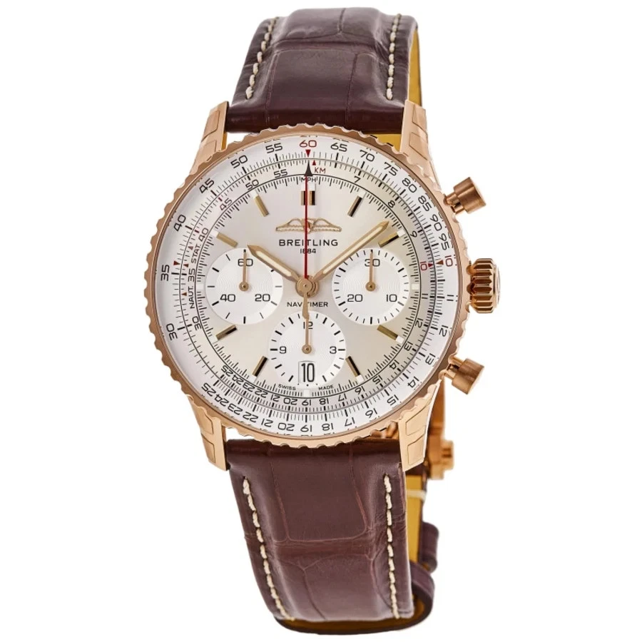 Nuevo reloj Breitling Navitimer B01 cronógrafo 41 plateado para hombre RB0139211G1P1