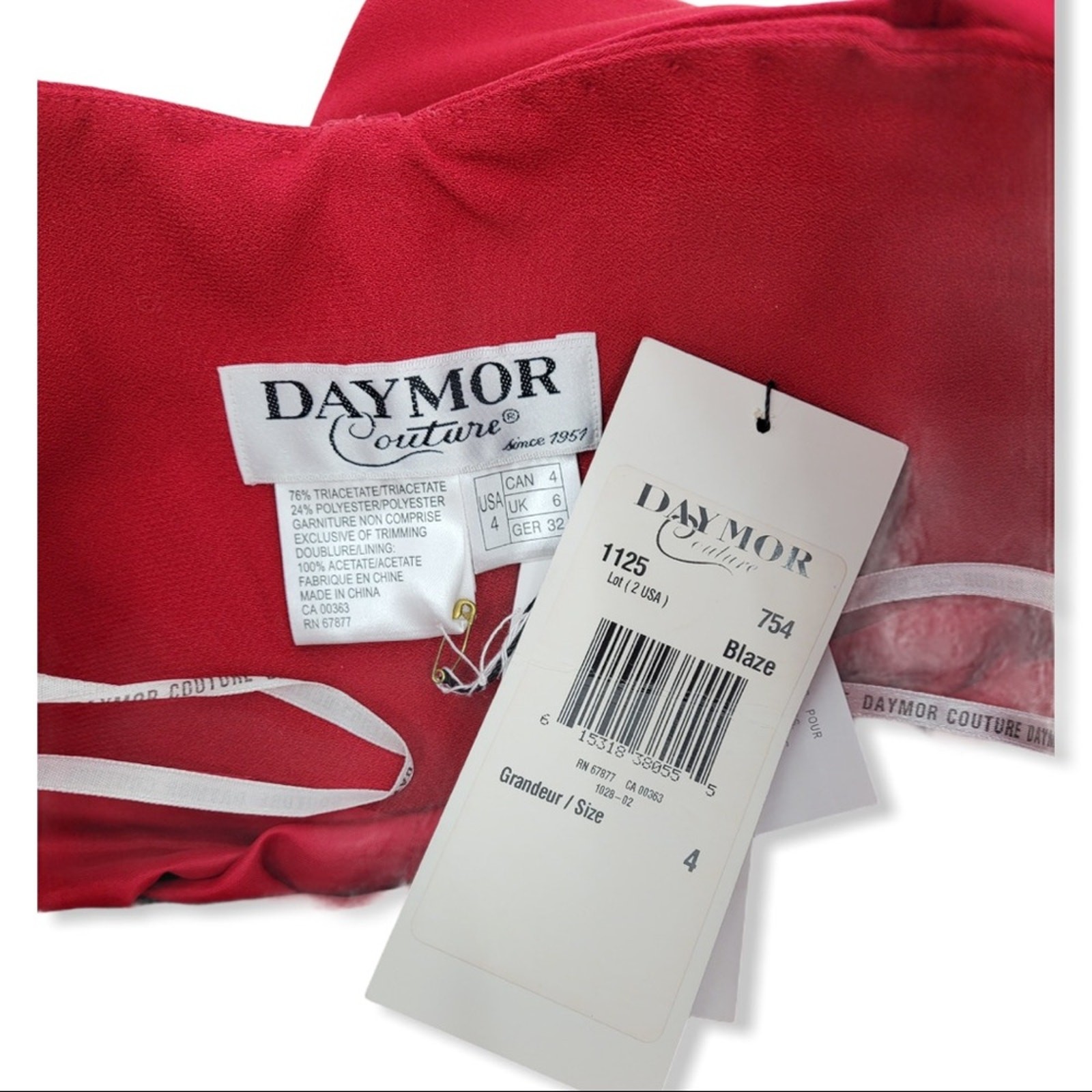 Daymor Couture Red Long Evening Gown & Jacket Size 4 NWT