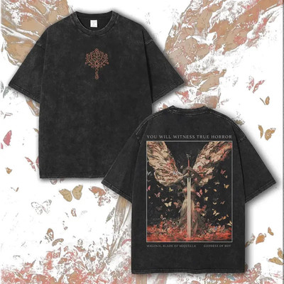 Elden Ring Malenia T-Shirt, Gothic Dark Souls Graphic Tee, Elden Ring Retro Wash