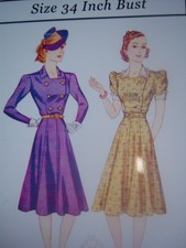 1940s Button front Day Dress size 34" bust from Vintage Pattern Lending Library