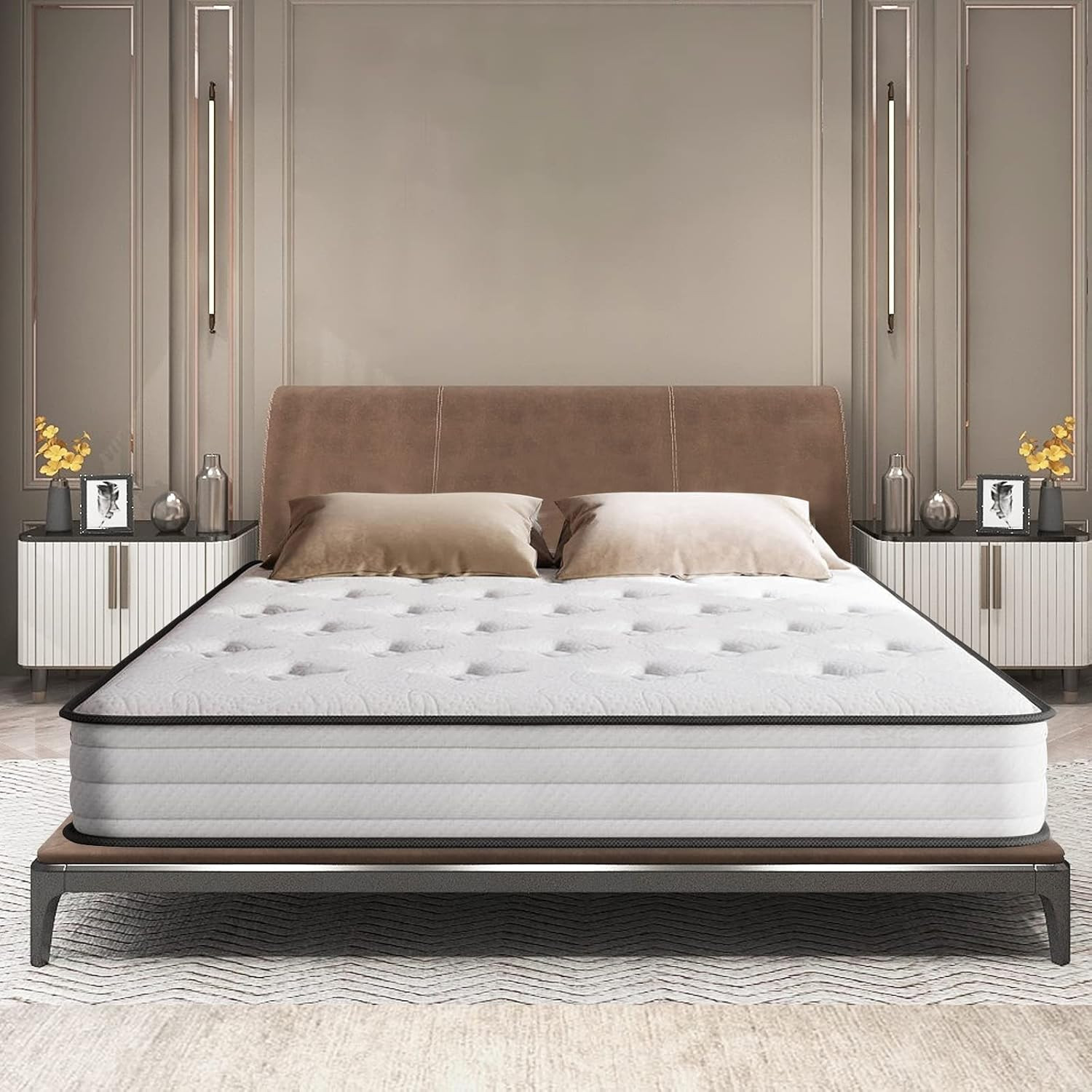 Matelas sommier 160x200x26cm contre le mal de dos avec suspension orthopédique respirante