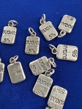 Sterling Silver Baking 5 lb. pound Sack of Sugar Charm