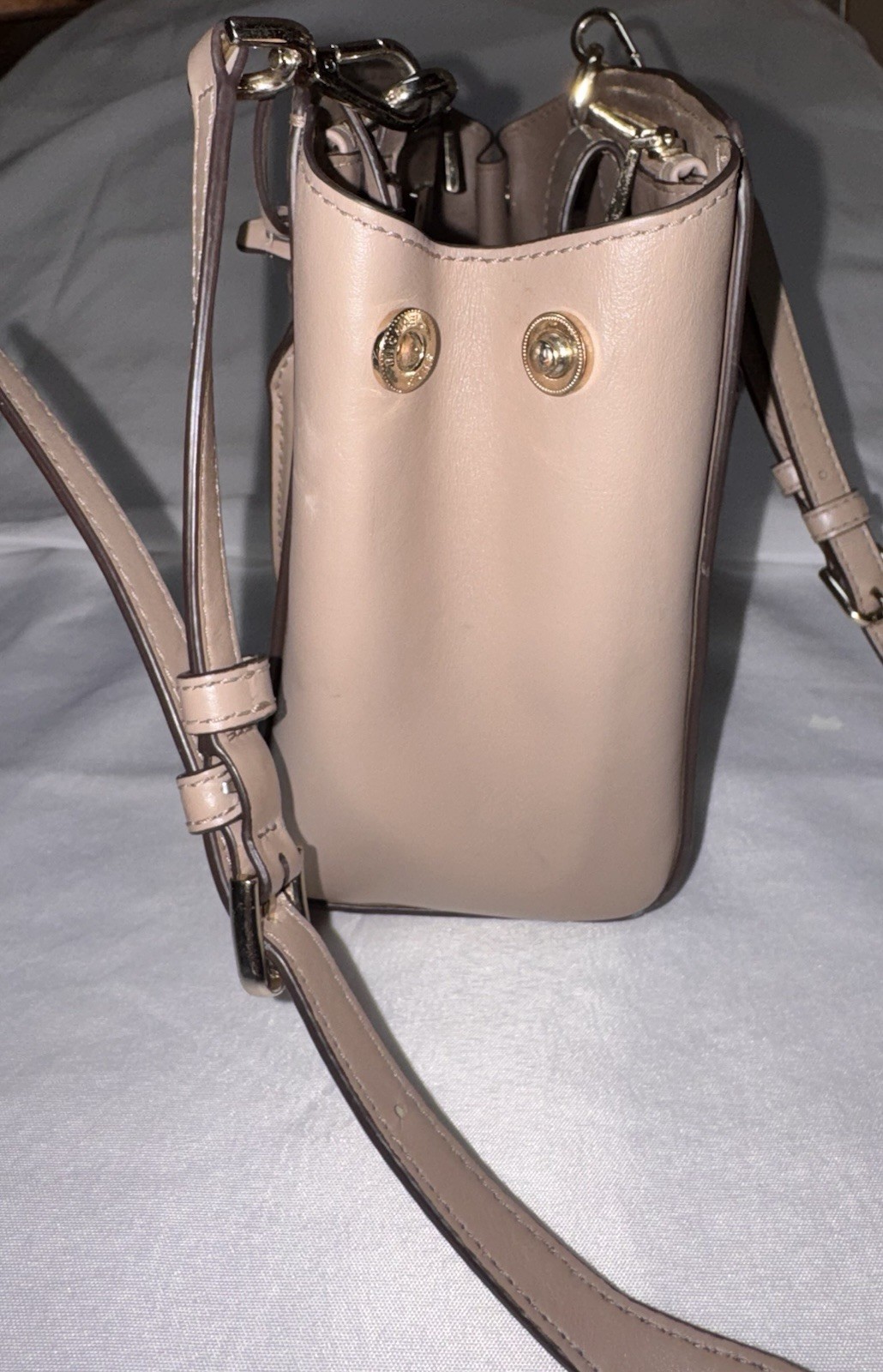Michael  Kors Benning Medium Leather Satchel Tan thumbnail 6