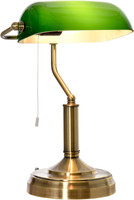 HOMCOM Banker'S Table Lamp Desk Lamp with Antique Bronze Tone Base, Green