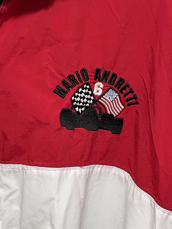 Vtg 90s DeLong Mario Andretti Racing Windbreaker Jacket Sz L Zip - Image 2 of 4