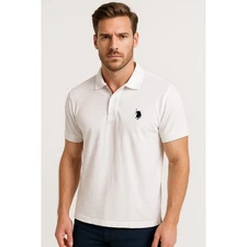 US Polo Assn White Polo Shirt Size L Classic Fit Cotton