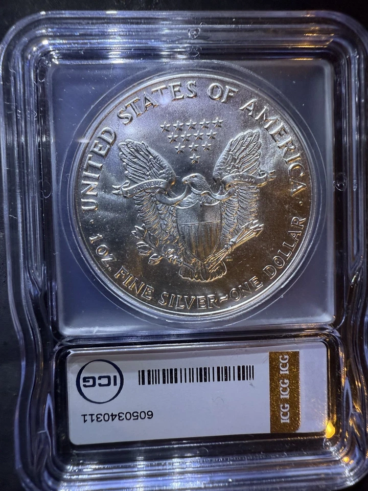 1987 American Silver Eagle MS70 Coin, ICG President Austin Hutto Signed - Image 2 of 2