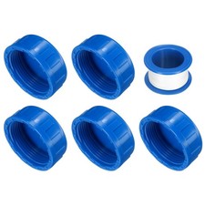 5Pcs 1-1/2 Inch PT Female Thread PVC Pipe Fitting Cap with Tape, Blue