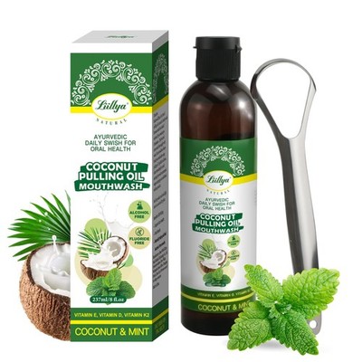 Liillya Organic Coconut Oil Pulling for Teeth and 8 Fl Oz (Pack of 1), Blue