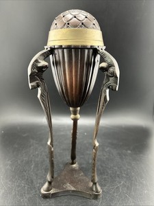 Vintage Art Deco Style Cast Iron Brass Incense Burner Urn Made in India