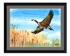 Atherton 9x12 Original Abstract loose Acrylic Painting "Goose over Grass" signed — photo 1