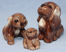 VINTAGE Lot de 3 chiens en céramique émaillée Lichten Ware "Beggar" "Myrtle" 2,25"-4,75"