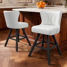 Luxury Swivel Bar Stools Set of 2/4 Upholstered Counter Height Chairs with Back