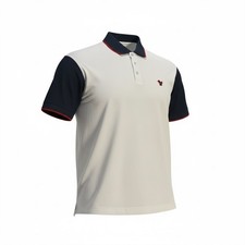 Bad Birdie Mens Pique Golf Polo Shirt White Navy Red Bird Logo XL