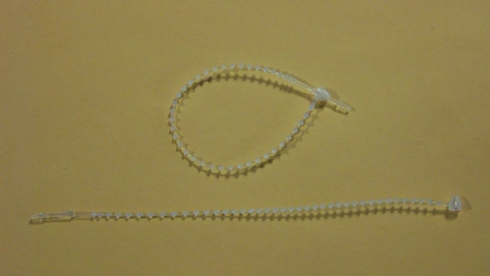 200 Adjustable 5" Clear Price Tag Fasteners Snap Lock Security Loop Tie