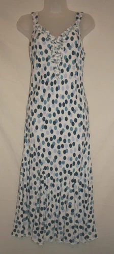 OFF WHITE PER UNA (UK8L EU36L) ABITO BIANCO SPORCO CON FANTASIA MACULATA BLU