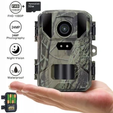 24MP 1080P Hunting Trail Camera Wildlife Waterproof Cam Night Vision+32GB Card