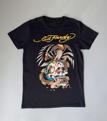 Ed Hardy Big Logo Black Unisex Heavy Cotton Tshirt For Men Women KH7139