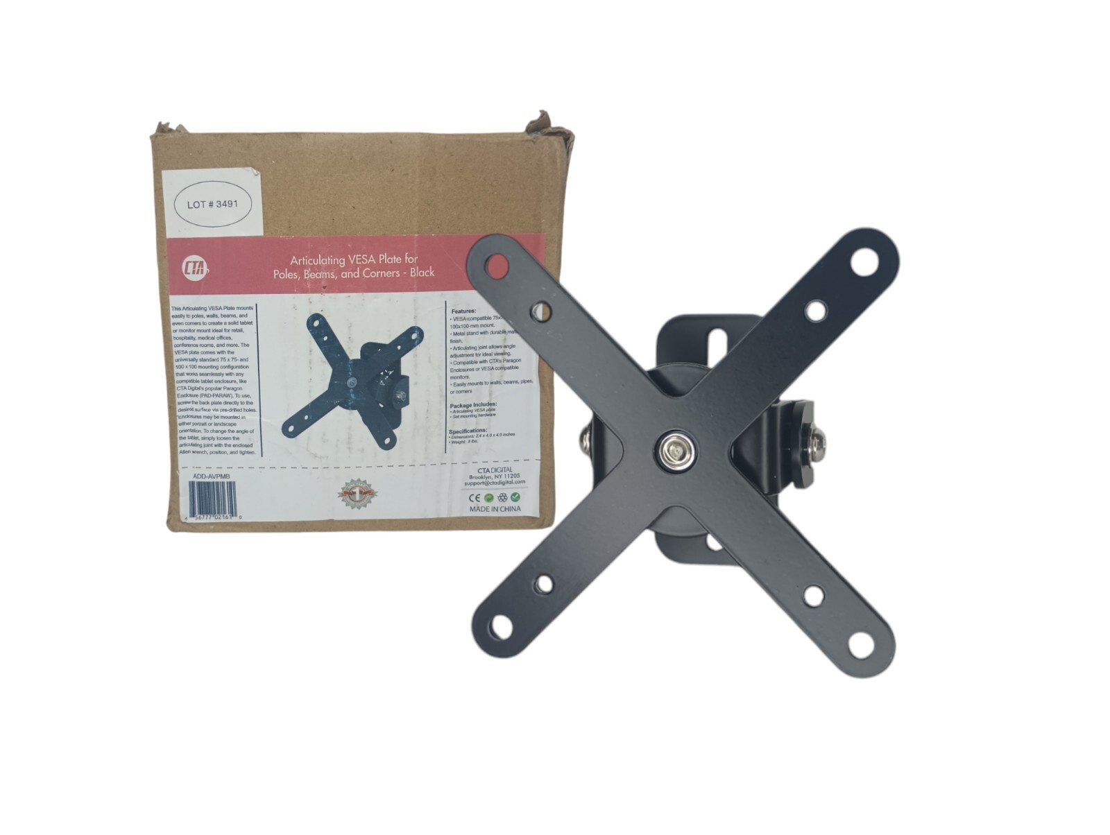 New CTA Articulating VESA Plate for Walls  Poles  Beams And Corners Black
