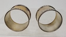 Antique Vintage Silver Plate Napkin Rings Wave Design Pair MCM