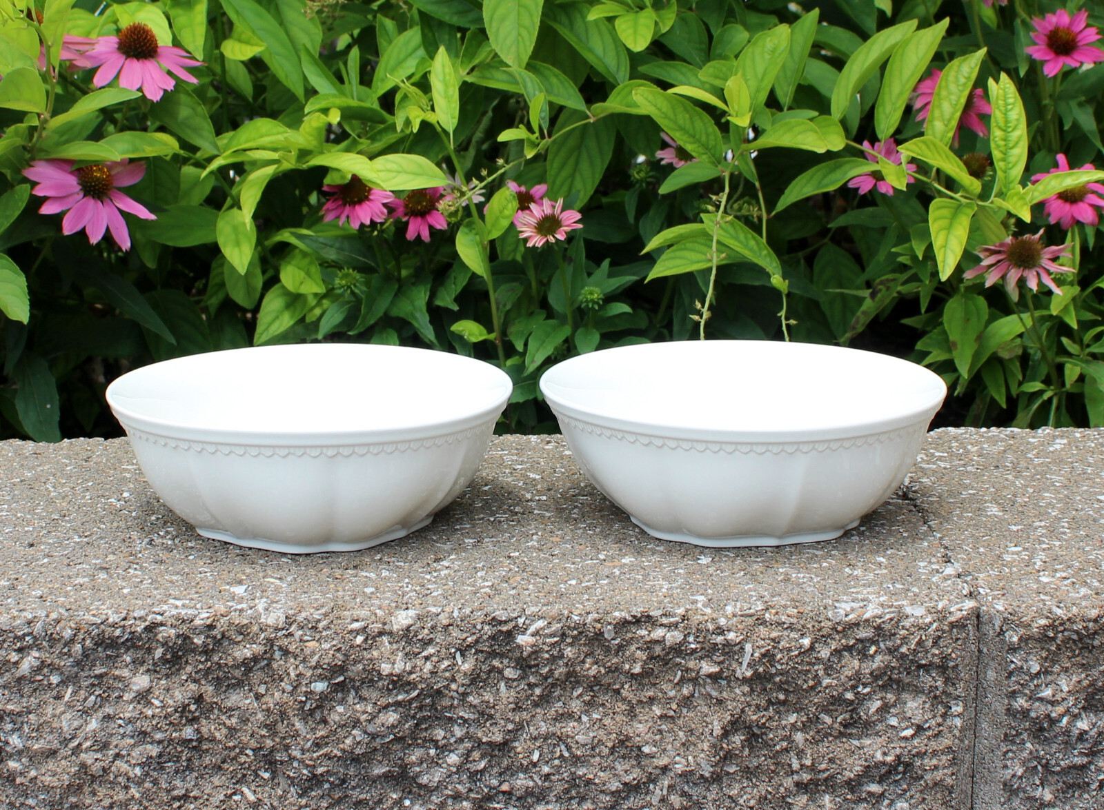 Of 2 Red Vanilla Classic White Soup Cereal Salad Bowls Mint!