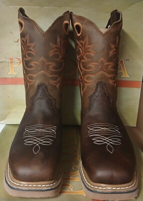 Cebu Pradera Mens Leather Steel Toe Work Safety Brown Boots Slip