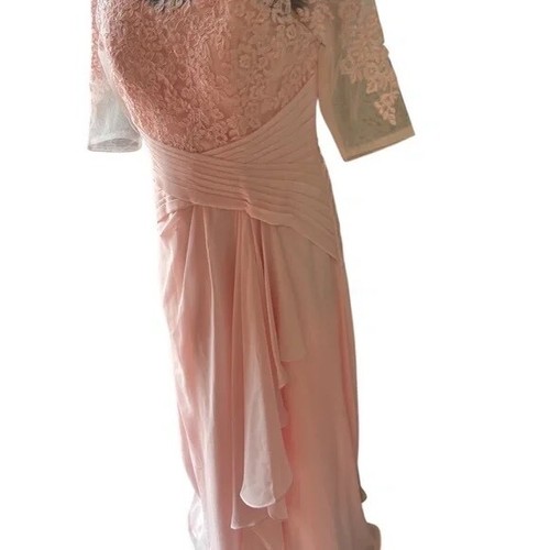 Vnaix Lace & Chiffon Wedding Guest/Mother of the Bride PINK Dress, Size 14 - Picture 8 of 9