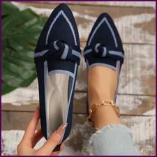 Women Flats 2024 New Knitted Slip Breathable Comfortable Solid Color Shoes