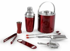 Bar Tools Set 9-teilig, Edelstahl rot glatt S...