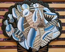 Vintage Wood Magnetic Hand Painted Shells Art Puzzle by Edn Fottedy 1980s