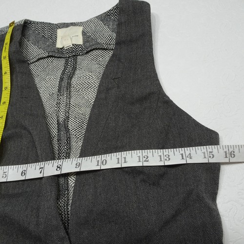 Antropologie Silent + Noise Size Small Gray Button Front Chevron Tweed Vest - Picture 3 of 6