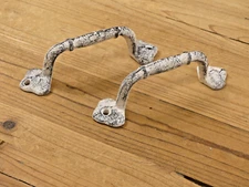 2 Handles Drawer Pulls Cast Iron Cabinet Handle DISTRESSED BLACK Dresser