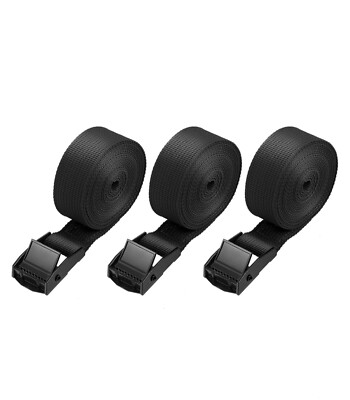 Hejo 3PCS Tie Down Straps with rust Proof Cam Buckle, 250x2.5cm, Black