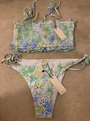 OASIS BIKINI SIZE 12 SHIRRED TOP WITH REMOVABLE STRAPS