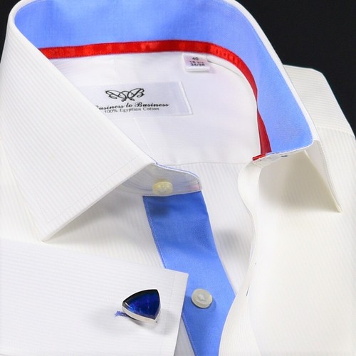 Weiß gestreiftes Herrenkleid Shirt formell Geschäftskleidung Bekleidung B2B Mode - Bild 6 von 6