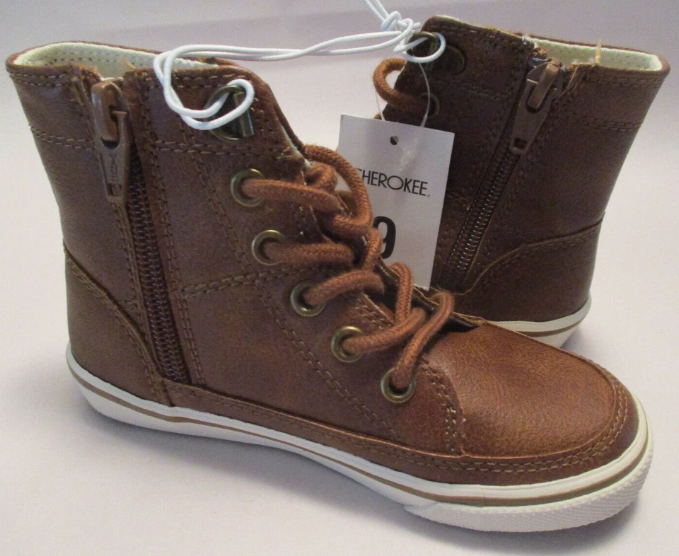 Nuevo Cherokee Haywood Niño Pequeño 9M (6 3/4" de largo) Marrón Cremallera Alto Tenis Foto 2 de 4