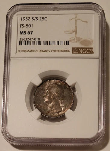 1952 S/S Washington Quarter RPM Variety FS-501 MS67 NGC Toned