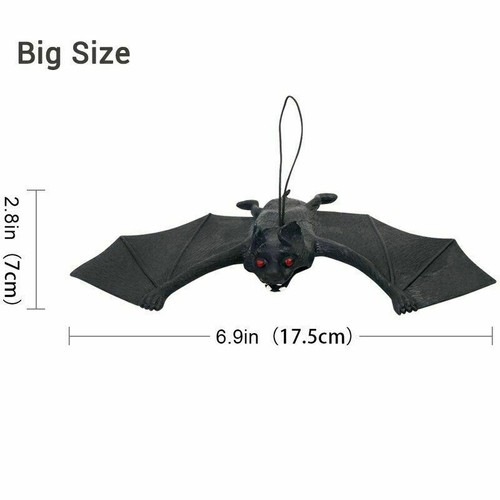 2pcs Halloween Hanging Rubber Bats Realistic Spooky Vampire Bat For Party Decor - Picture 3 of 6