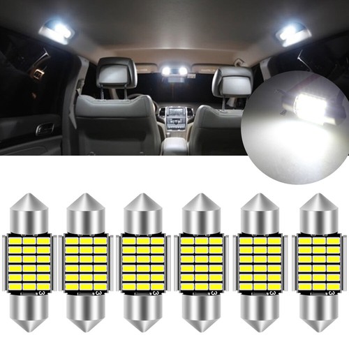 6Pcs 6000K White 31MM 36MM DE3175 6411 Dome Map LED Light Interior Bulbs 6411