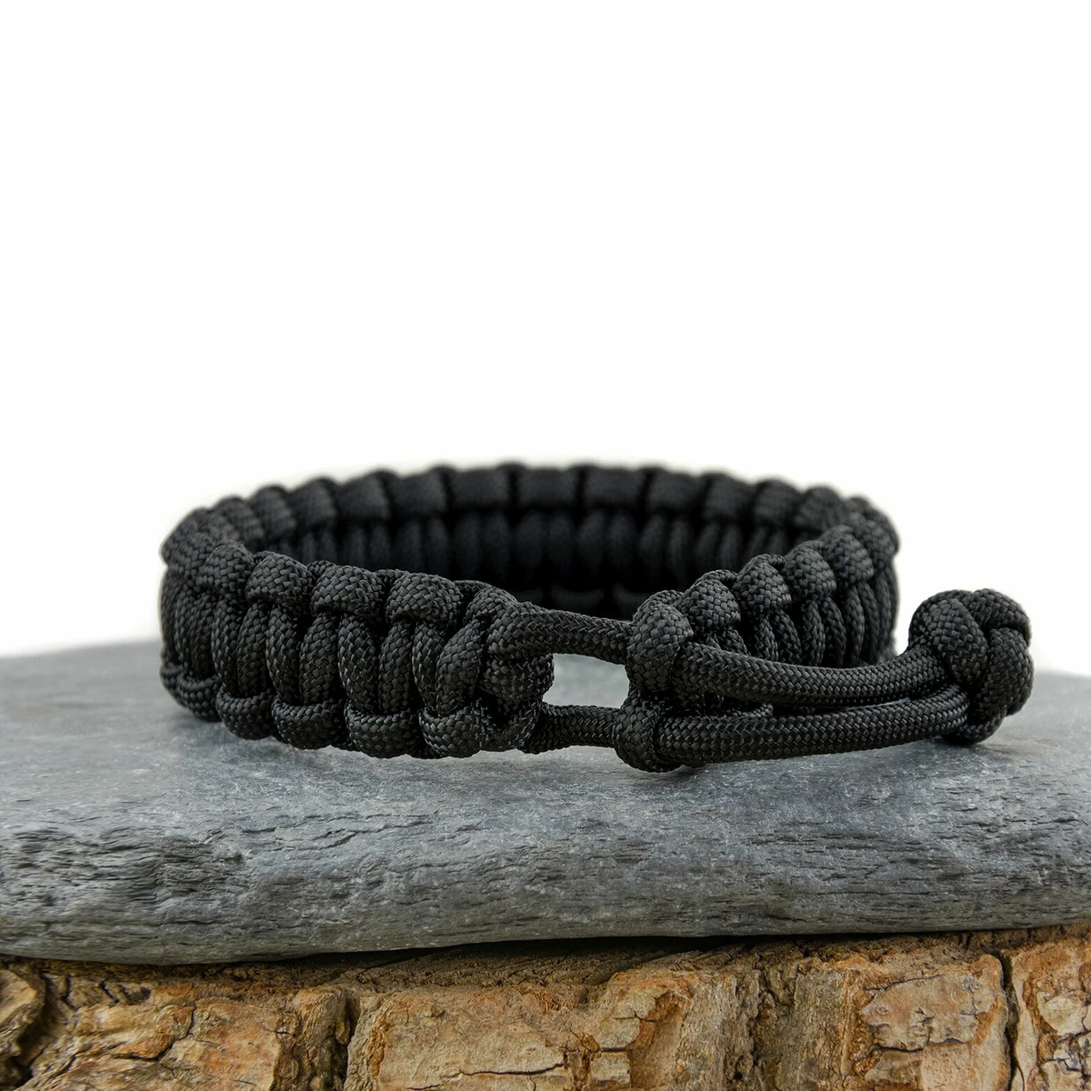 Paracord Survival Bracelet - Mad Max Style - Adjustable - Black - Handmade  UK