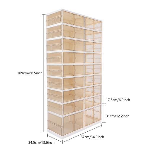 Shoe Rack, Stackable Clear Shoe Storage Boxes, Shoe Cabinet Bins - Picture 4 of 20