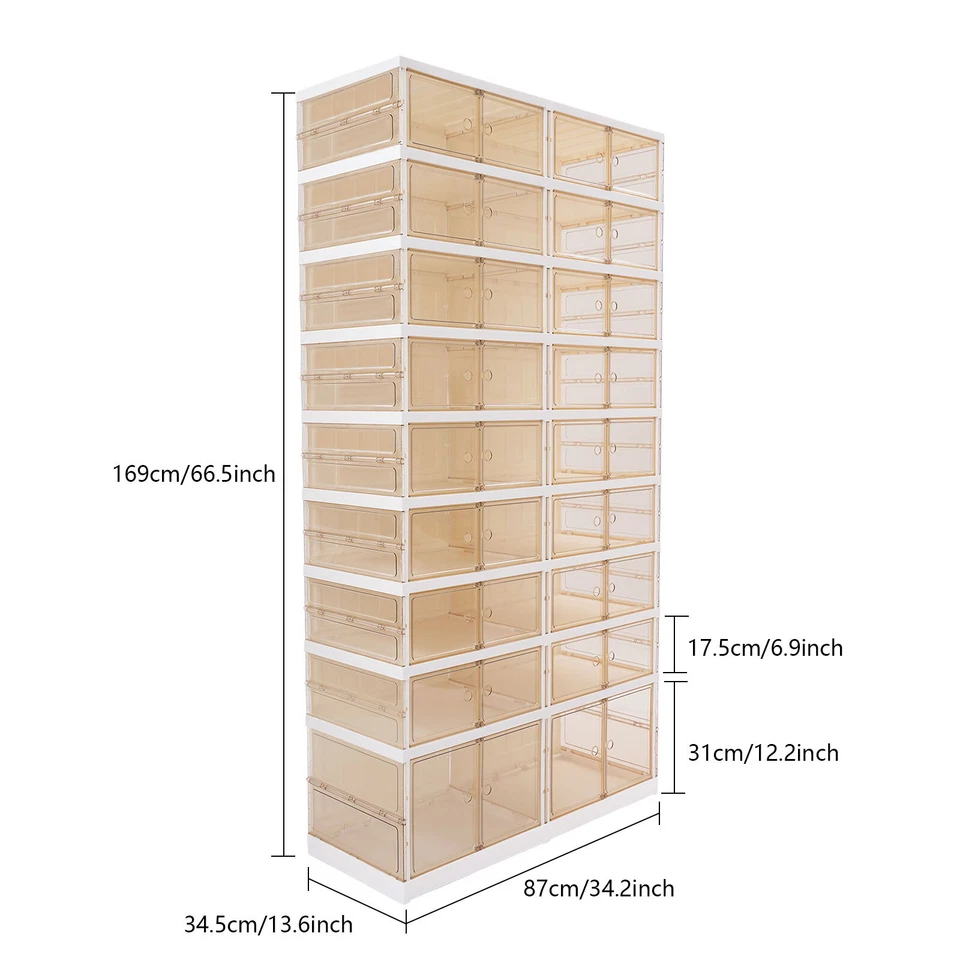 36 Pairs Shoe Storage Box Stackable Clear Shoe Storage Boxes White Clear Yellow - Image 2 of 4