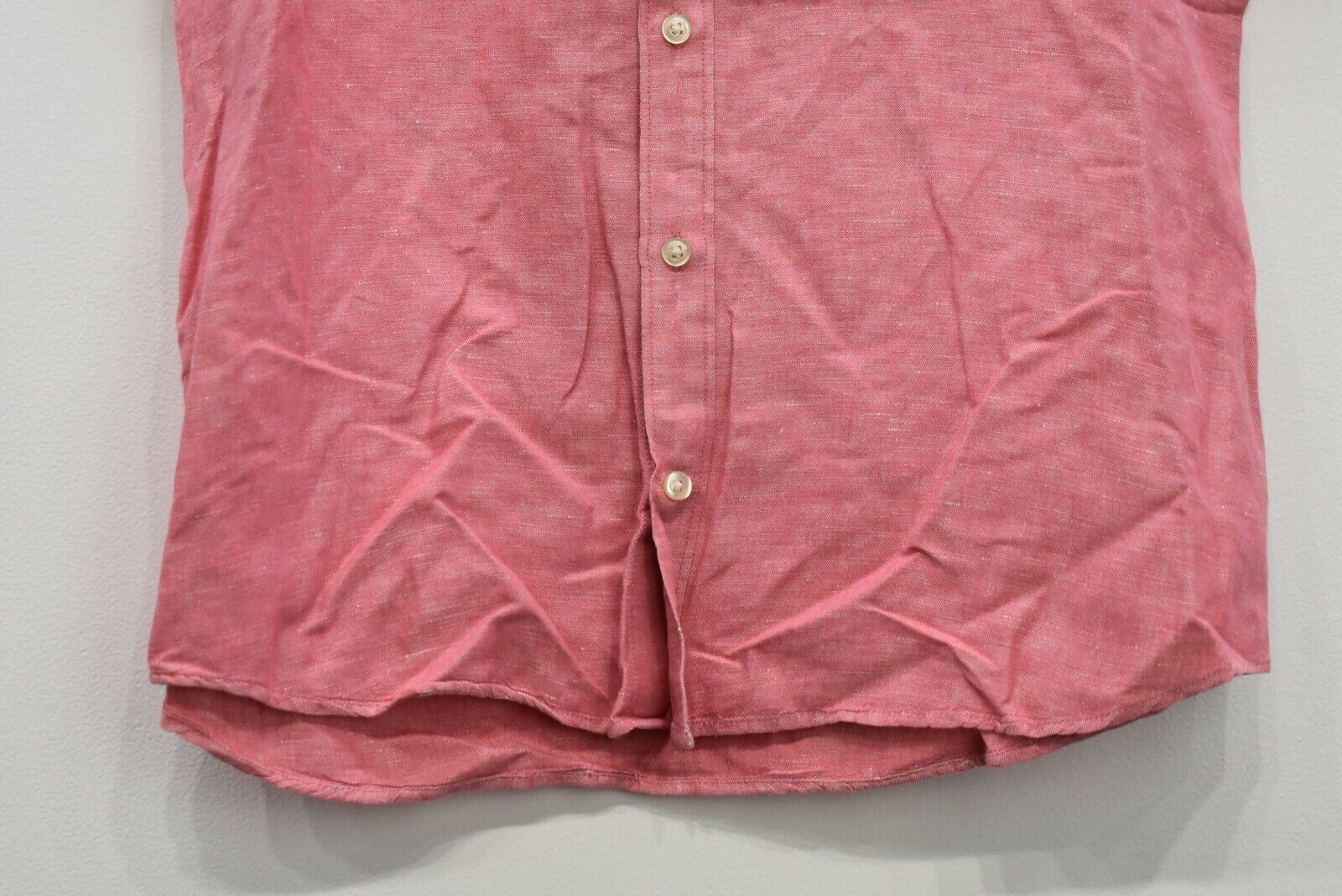 Gap Men Pink Solid Short Sleeve Button-Down Linen… - image 5
