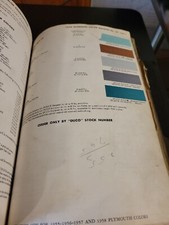 1959 DUPONT DUCO PLYMOUTH COLORS PAINT CHIP SWATCH SHEET BULLETIN NO 27