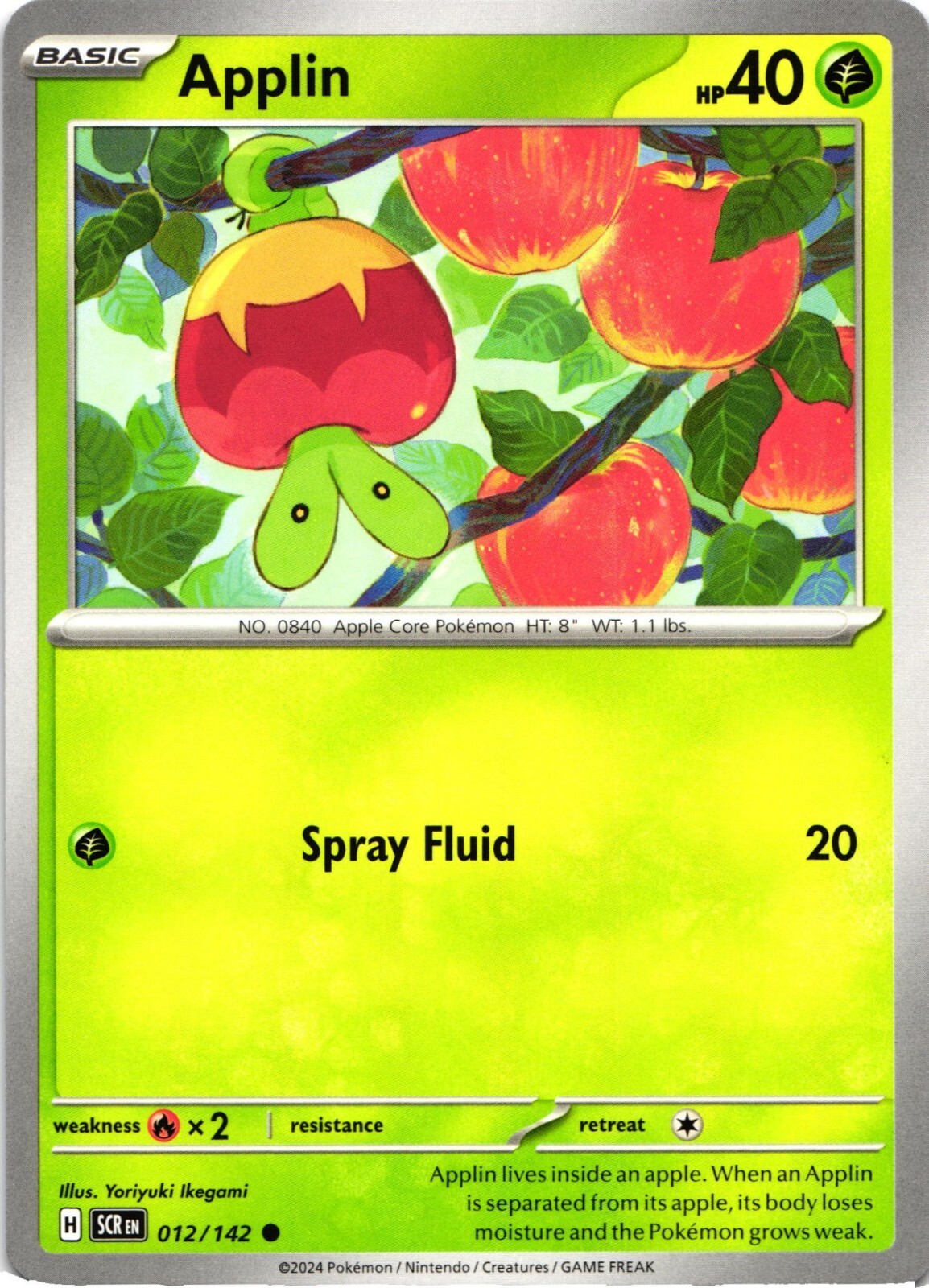 Pokemon Stellar Crown Applin Regular Common Card